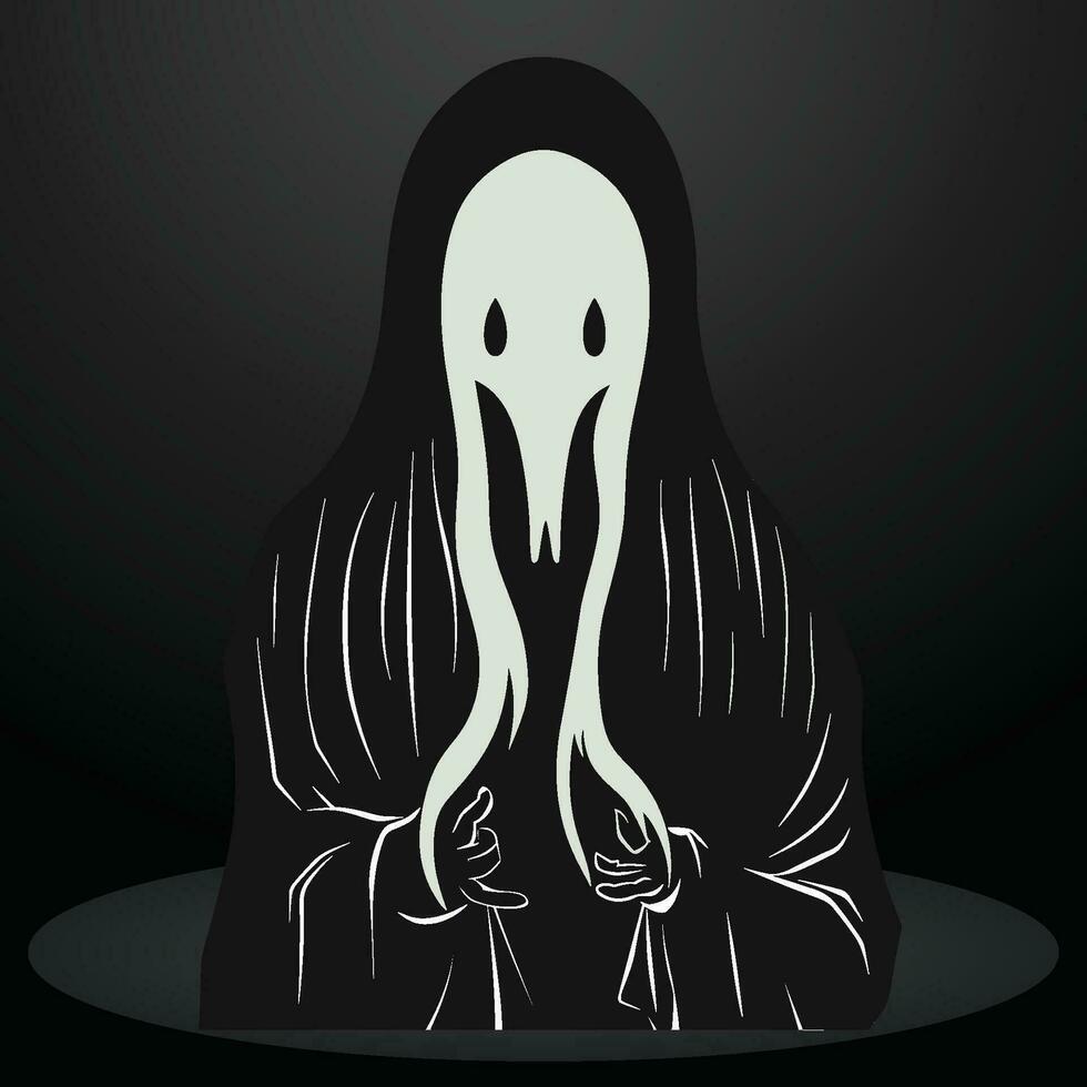 A Spooky Figure with a Stretched Face vector