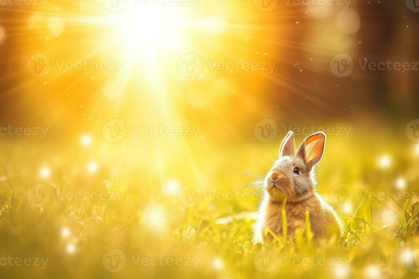 Close-up of cute rabbit with beautiful bokeh background, Generative AI illustration photo