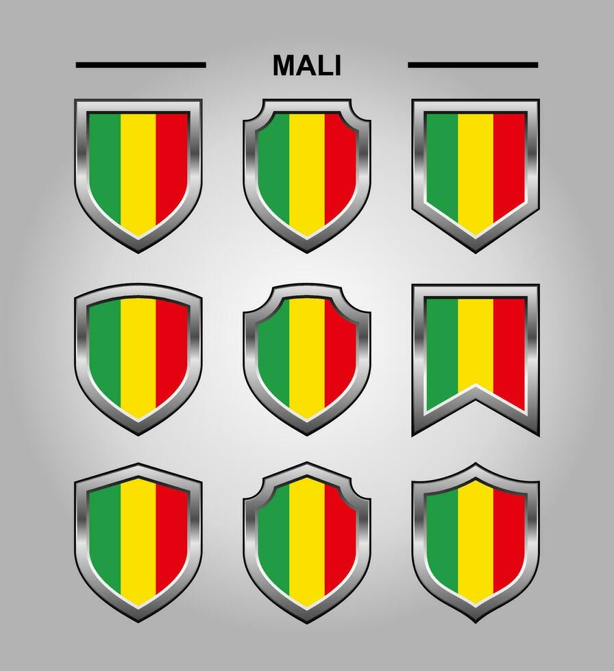 Mali National Emblems Flag and Luxury Shield vector