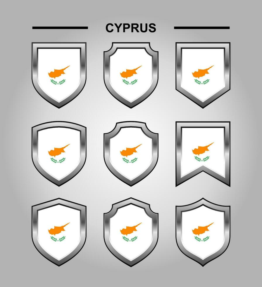 Cyprus National Emblems Flag with Luxury Shield vector