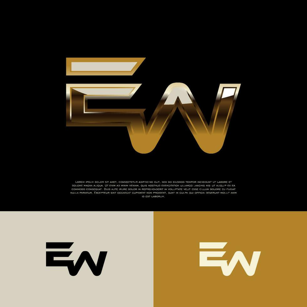 EW Initial Alphabet Logo Letter in Black Gold Color vector