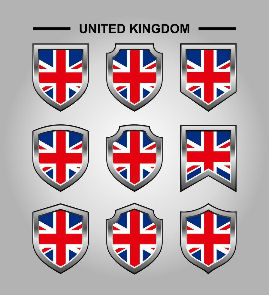 United Kingdom National Emblems Flag with Luxury Shield vector