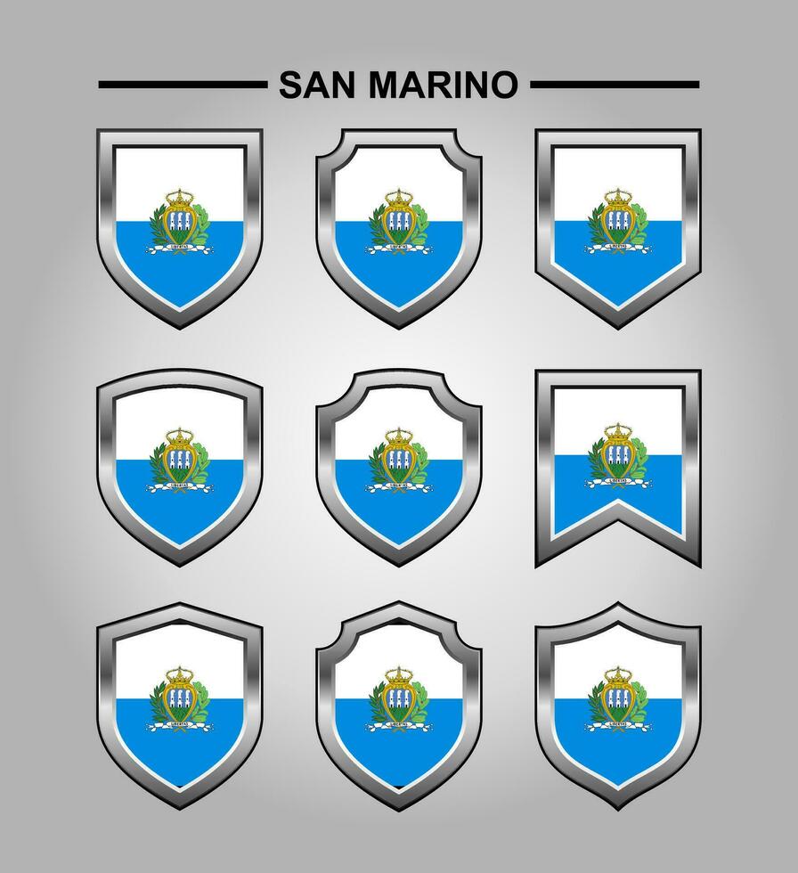 San Marino National Emblems Flag with Luxury Shield vector