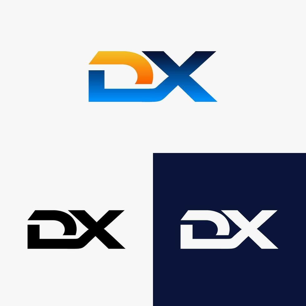 dx inicial logo letra con vistoso degradado estilo vector