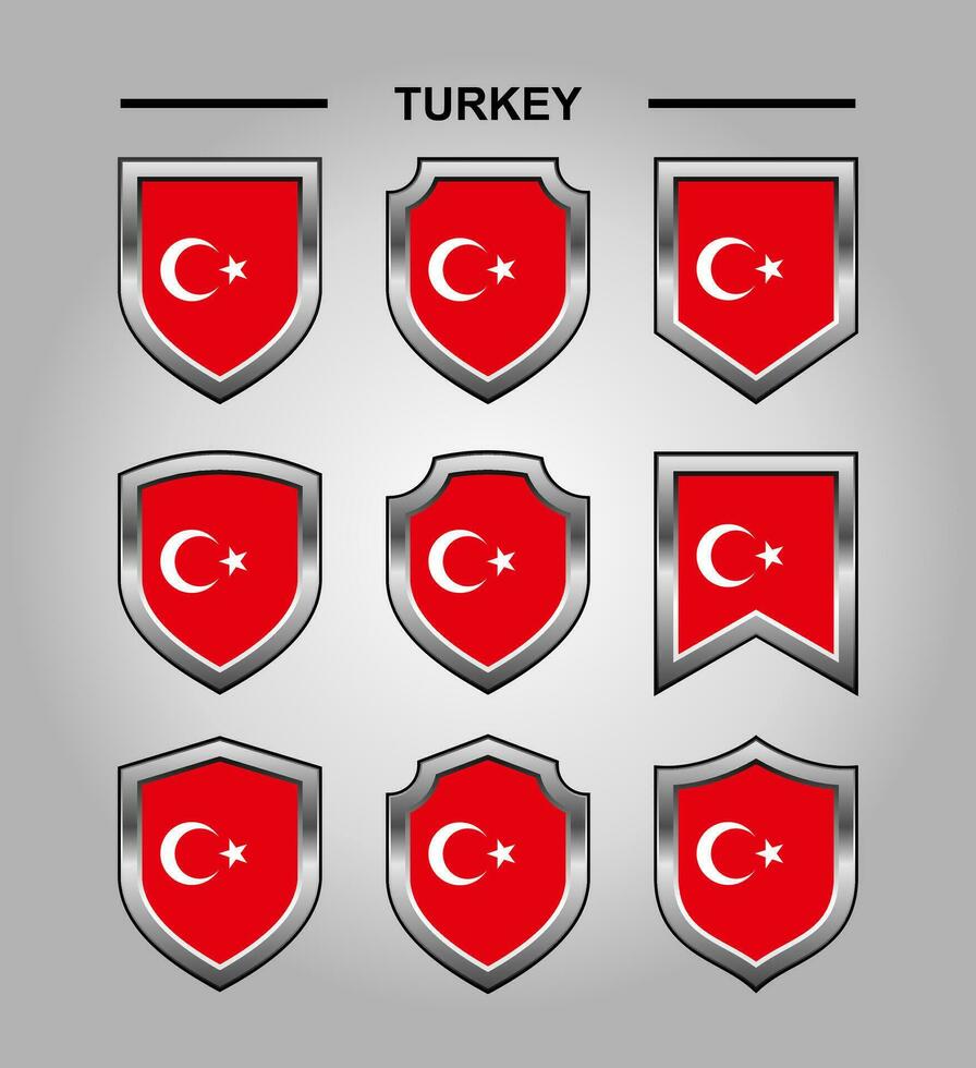 Turkey National Emblems Flag and Luxury Shield vector