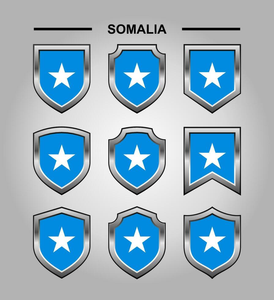 Somalia National Emblems Flag and Luxury Shield vector