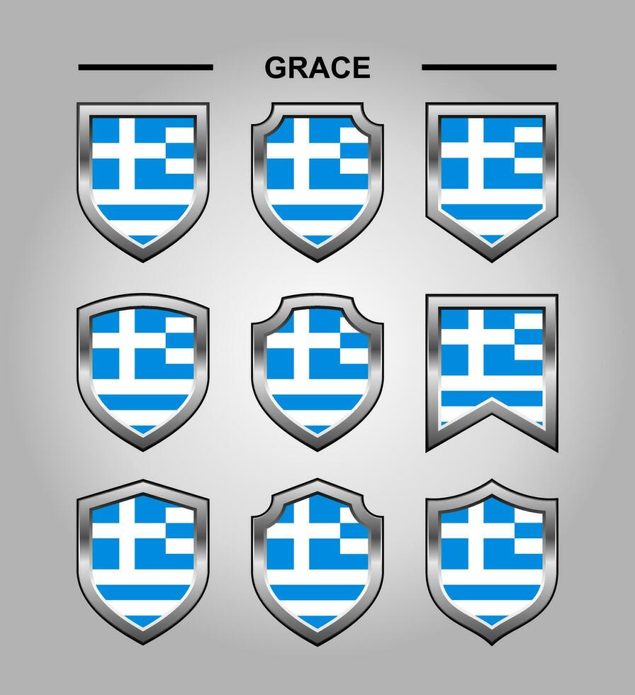 Grace National Emblems Flag with Luxury Shield vector