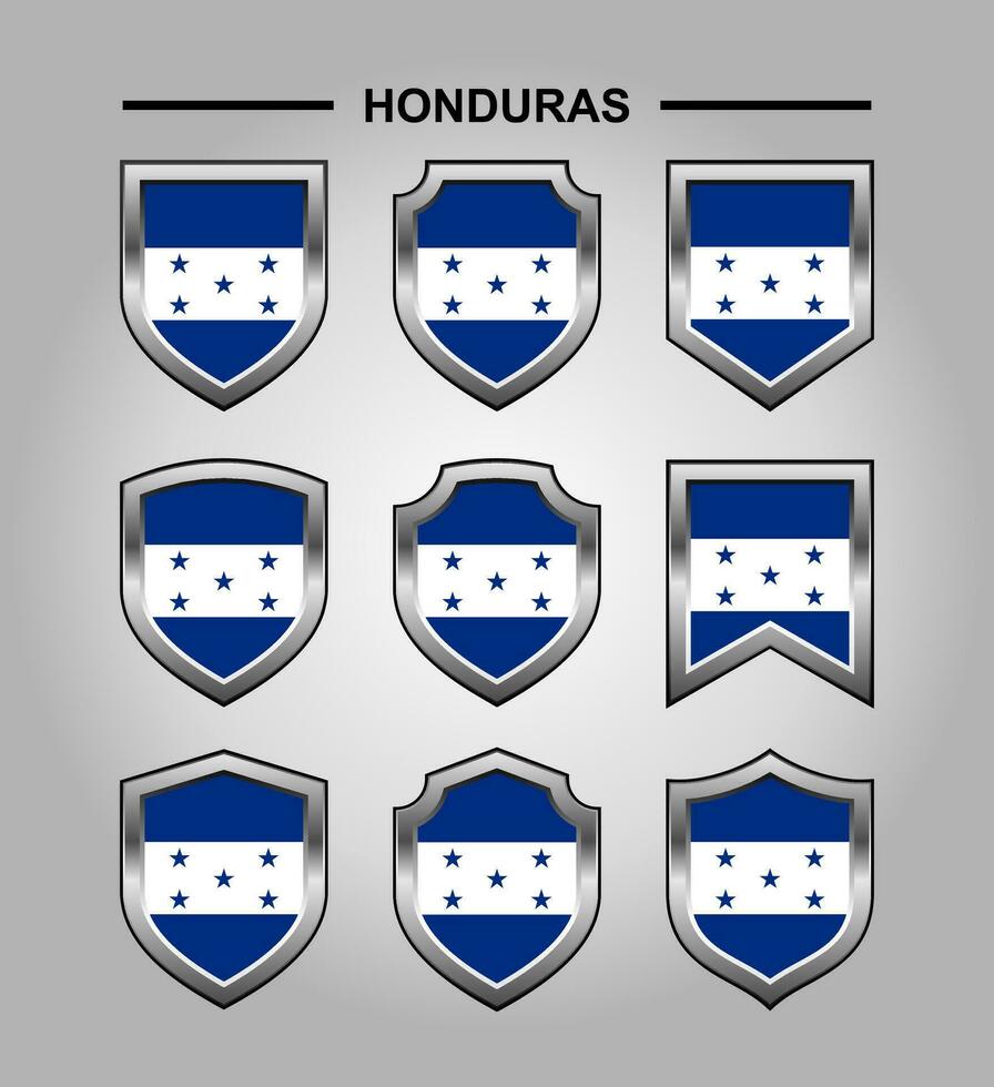 Honduras National Emblems Flag with Luxury Shield vector