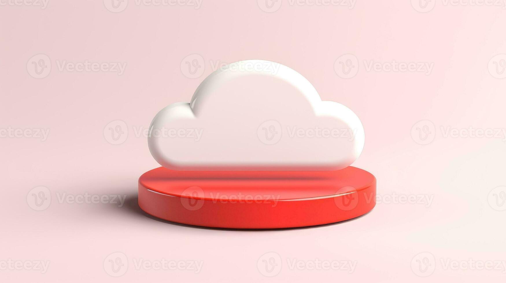 3D red white cloud icon minimal style, cloud computing online service, digital technology security concept, Generative AI illustration photo