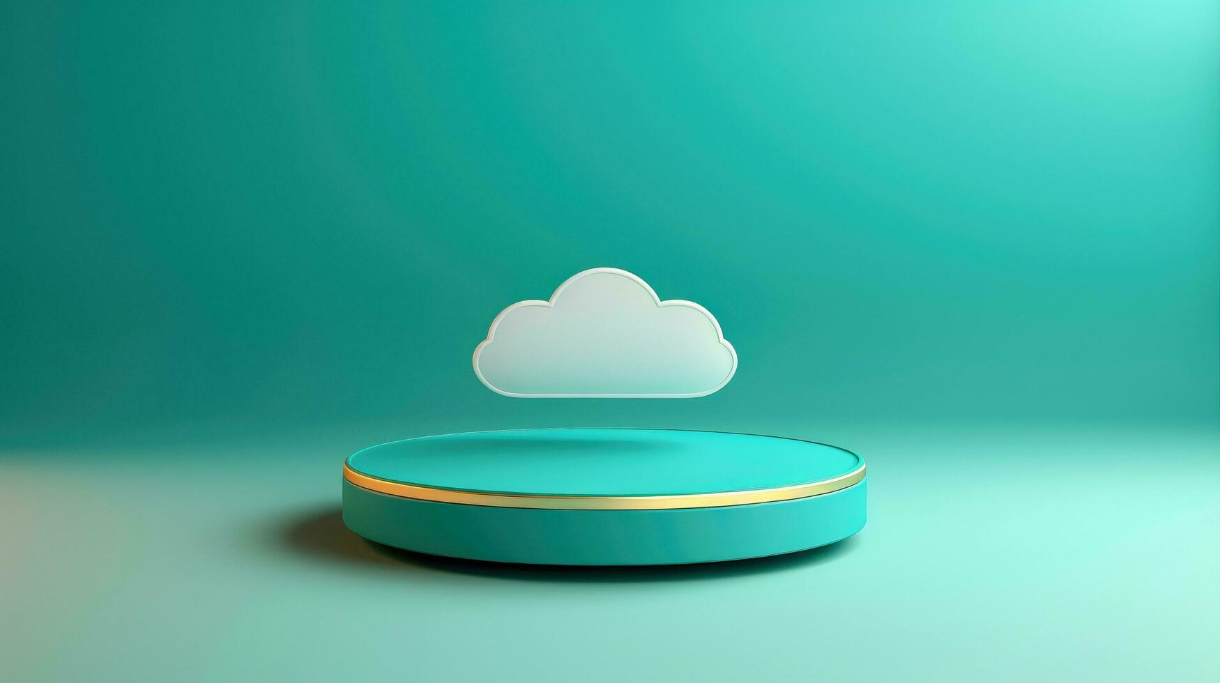 3D white green cloud icon minimal style, cloud computing online service, digital technology security concept, Generative AI illustration photo