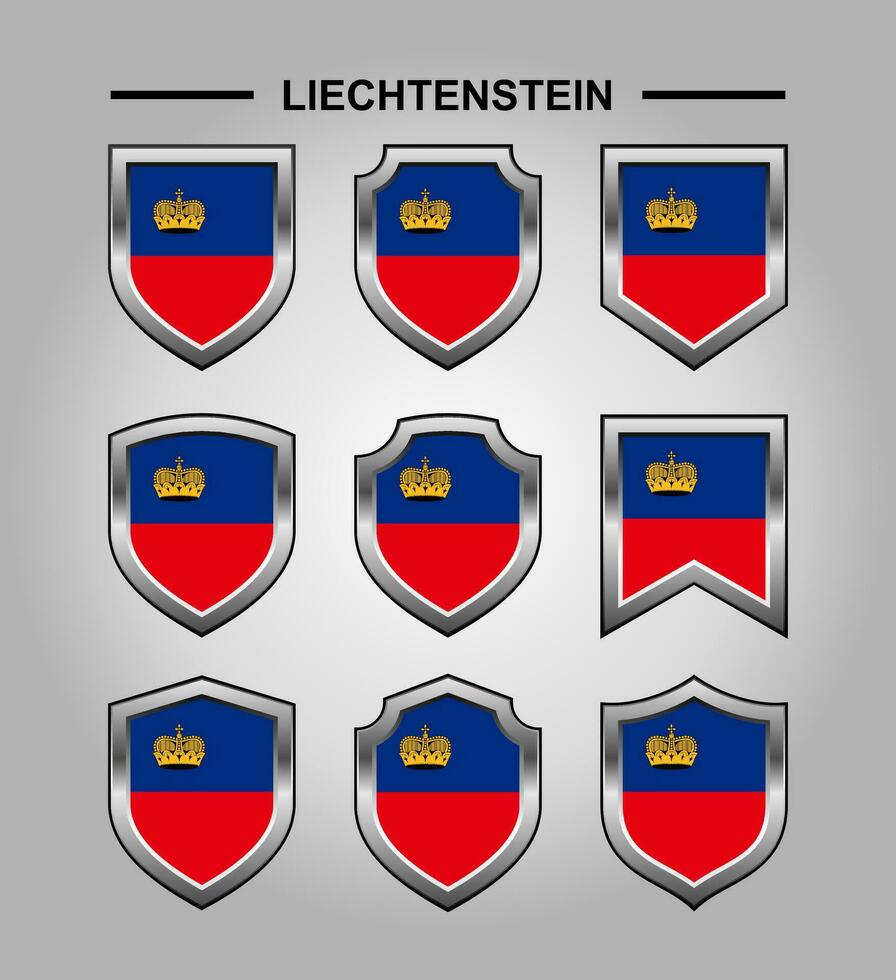 Liechtenstein National Emblems Flag with Luxury Shield vector