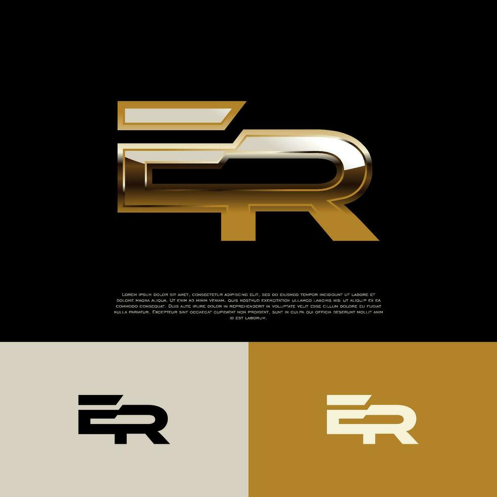 ER Initial Alphabet Logo Letter in Black Gold Color vector