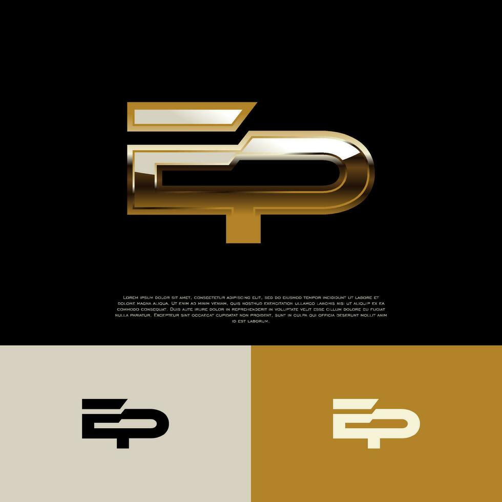 EP Initial Alphabet Logo Letter in Black Gold Color vector