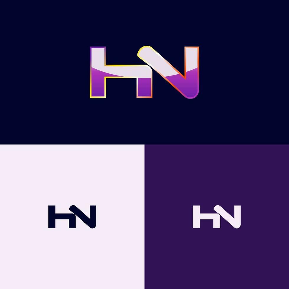 hn inicial logo con degradado estilo para marca identidad vector