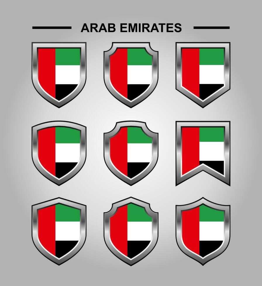 Arab Emirates National Emblems Flag with Luxury Shield vector