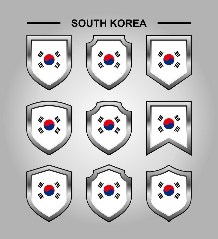 South Korea National Emblems Flag with Luxury Shield vector