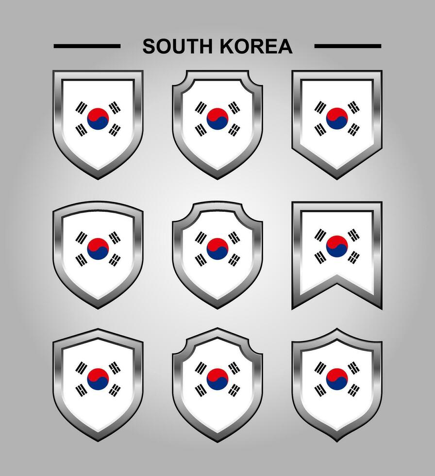 sur Corea nacional emblemas bandera con lujo proteger vector