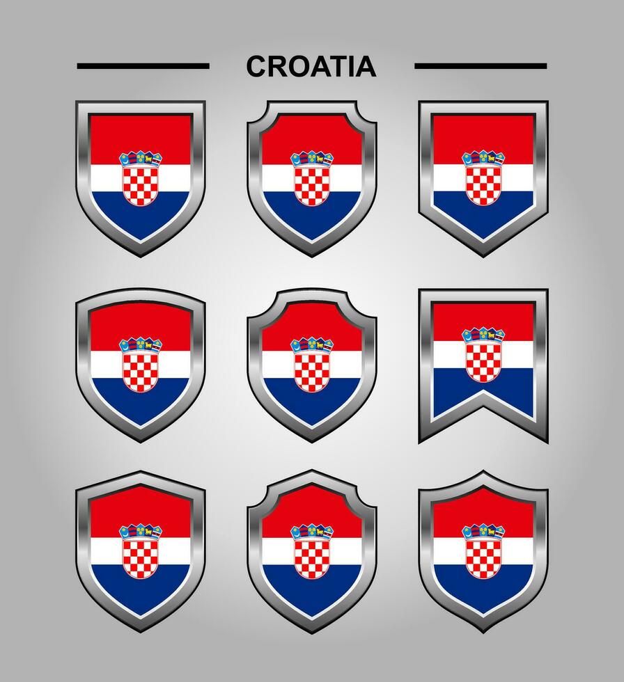 Croacia nacional emblemas bandera con lujo proteger vector