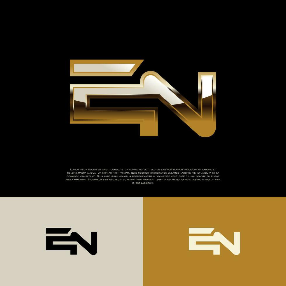 EN Initial Alphabet Logo Letter in Black Gold Color vector