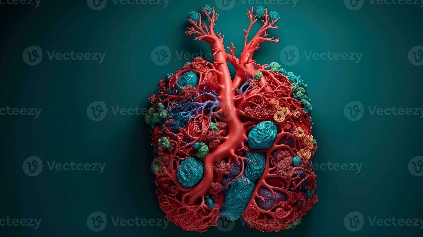 3D illustration mockup of the human organ system, Anatomy, Nervous, circulatory, digestive, excretory, urinary,and bone systems. Medical education concept, Generative AI illustration photo