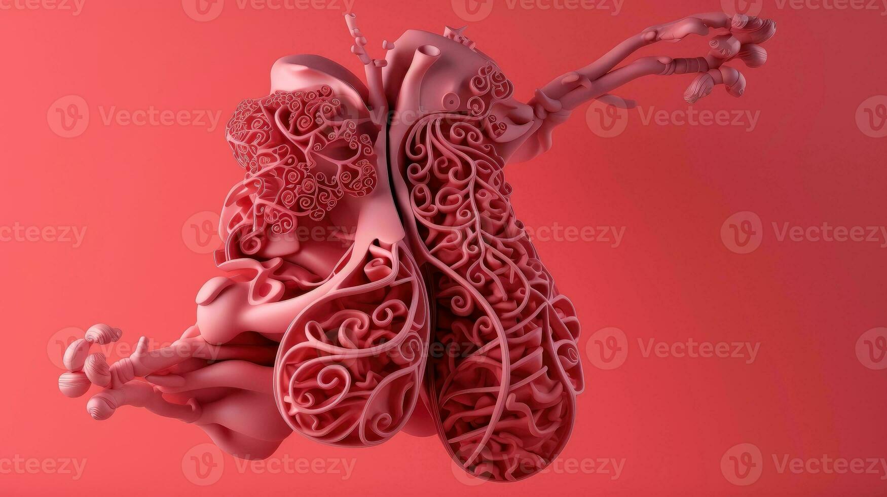 3D illustration mockup of the human organ system, Anatomy, Nervous, circulatory, digestive, excretory, urinary,and bone systems. Medical education concept, Generative AI illustration photo