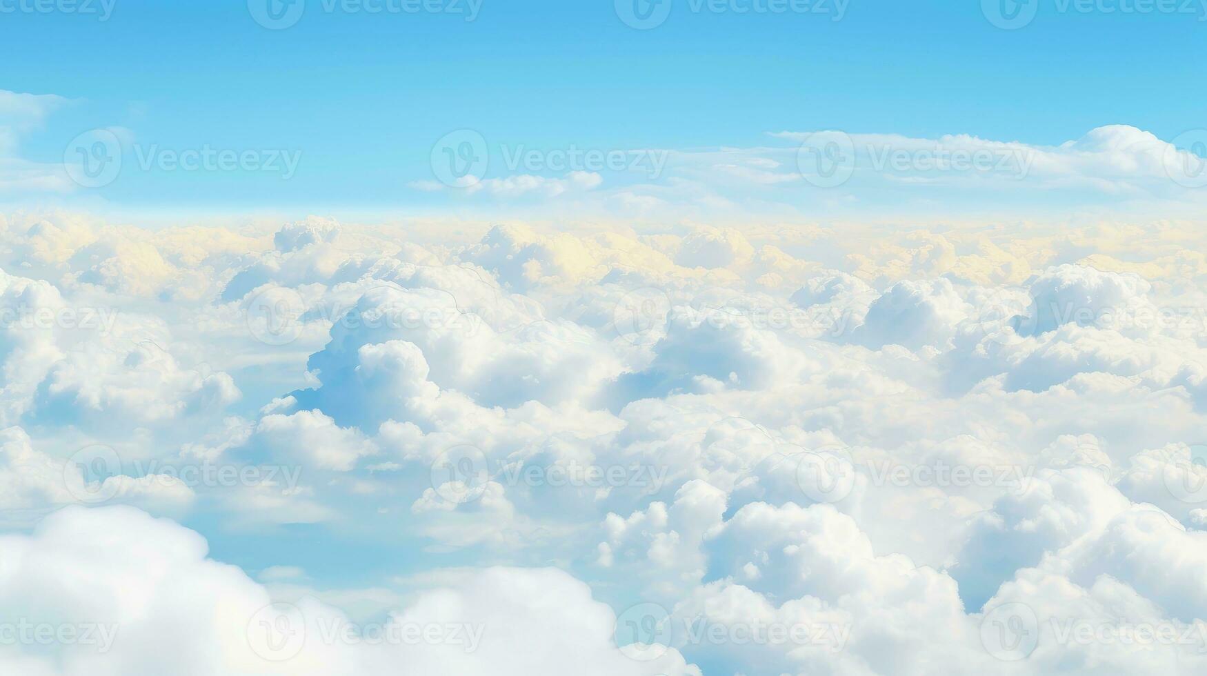 Aerial view White clouds in sky. Top. View from drone. Aerial bird's eye. Aerial top view cloudscape. Sky background, Generative AI illustration photo