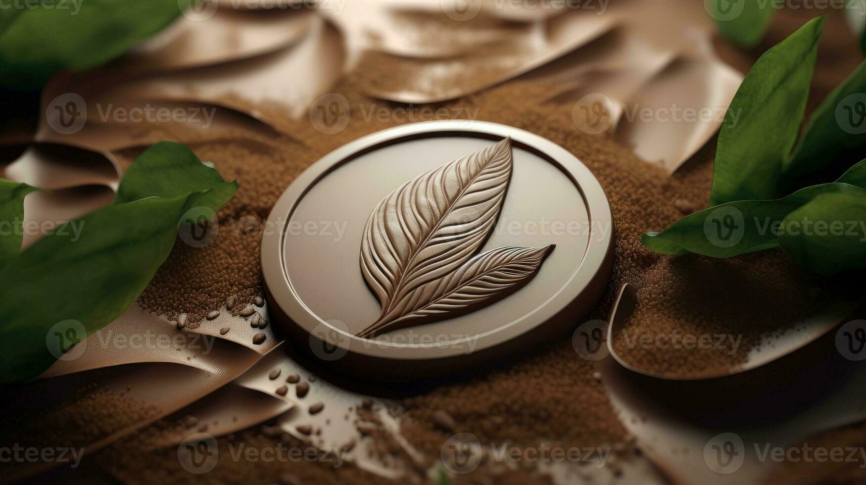 3d mockup leaf of tree and plant. Ecology, bio and natural products concept, Close up view of leaves composition, minimal style, Generative AI illustration photo