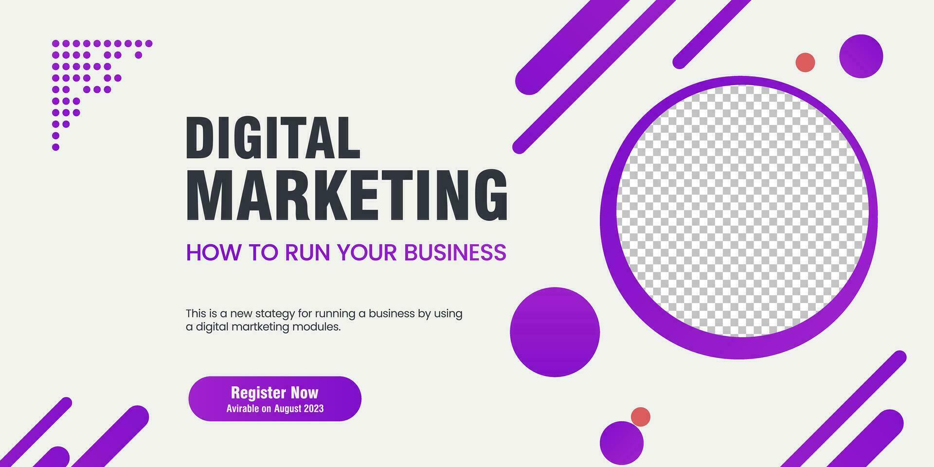A purple digital marketing agency and corporate web banner template in vector, illustration template design vector