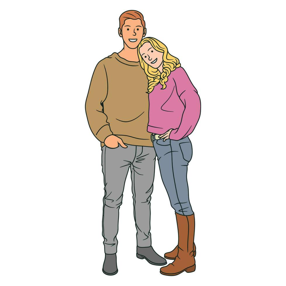 Free vector illustration of a teenage couple loving each other