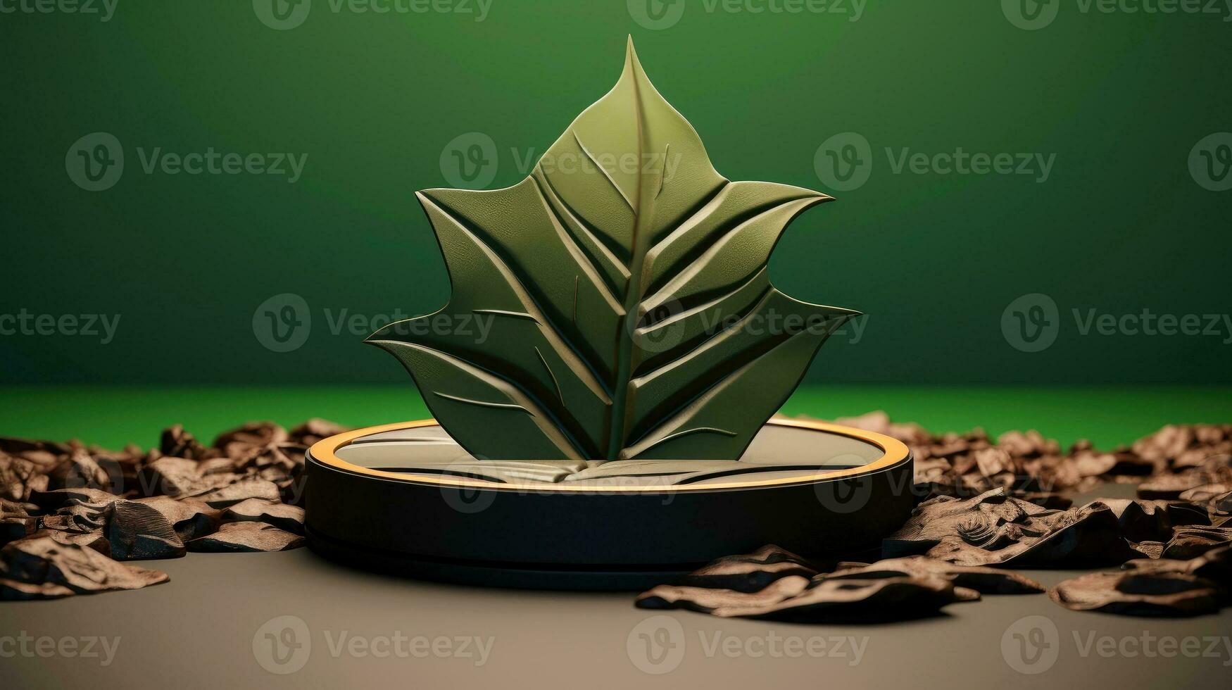 3d mockup leaf of tree and plant. Ecology, bio and natural products concept, Close up view of leaves composition, minimal style, Generative AI illustration photo