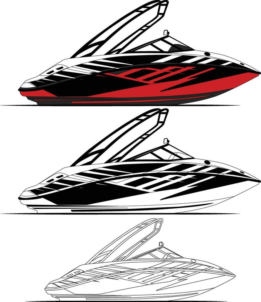 barco vector, motora vector línea Arte ilustración.
