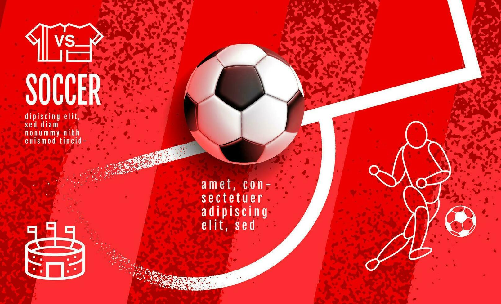 Soccer Template design , Football banner, Sport layout design, Red Theme, vector