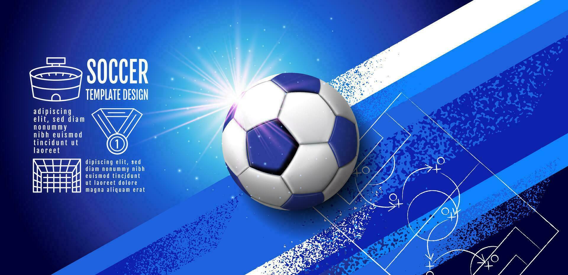 Soccer Template design , Football banner, Sport layout design, Blue Theme vector