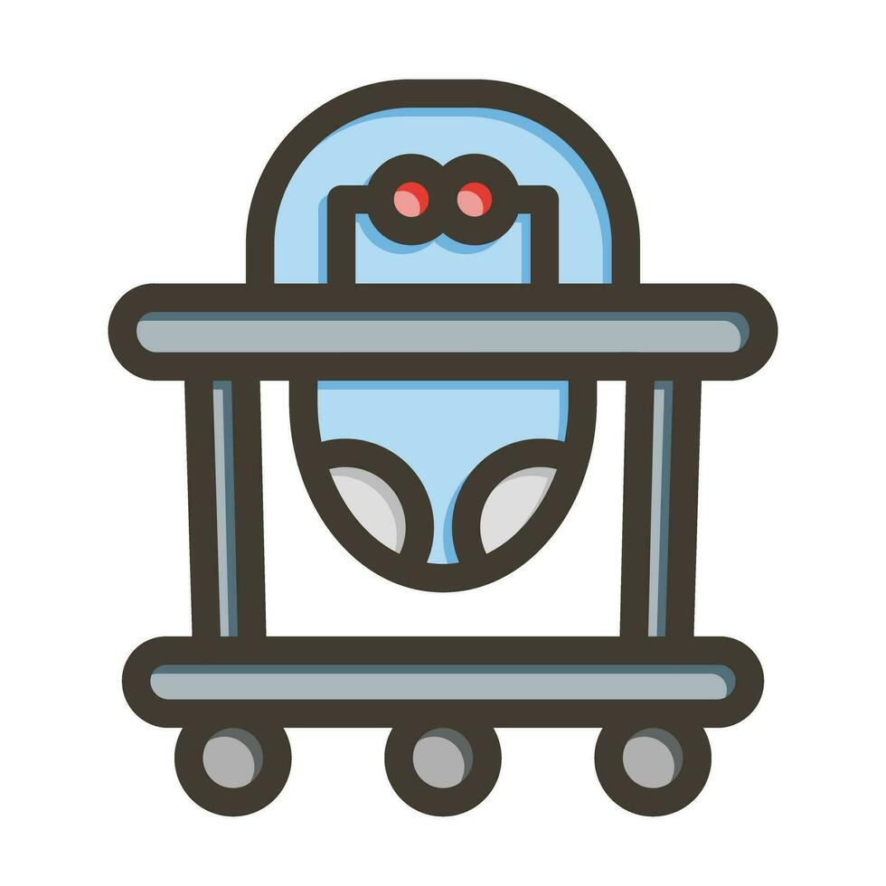 Baby Walker Vector Thick Line Filled Colors Icon For Personal And Commercial Use.