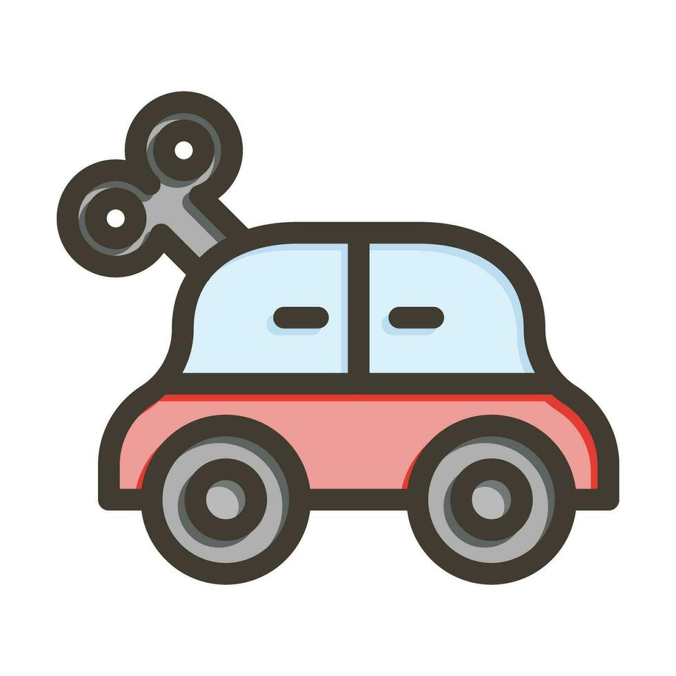 Car Toy Vector Thick Line Filled Colors Icon For Personal And Commercial Use.