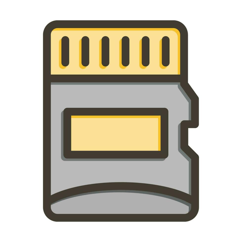 Mini SD Card Vector Thick Line Filled Colors Icon For Personal And Commercial Use.