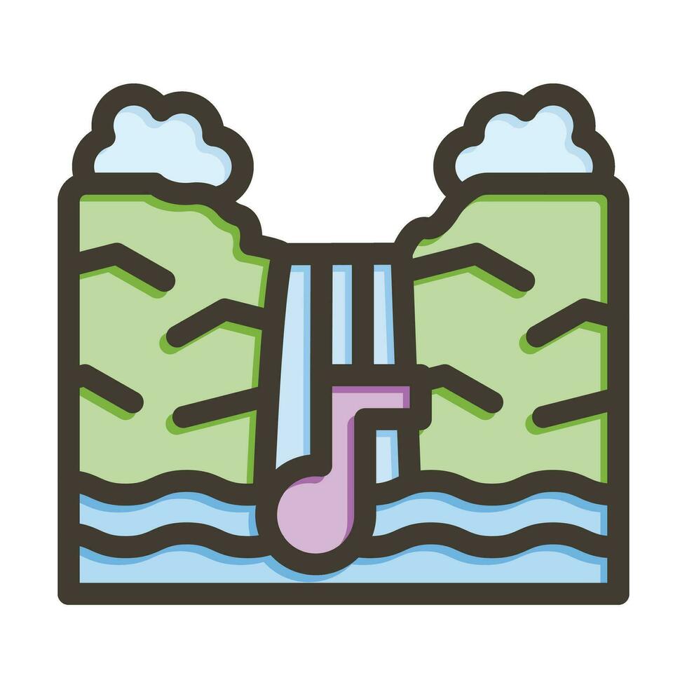 Waterfall Vector Thick Line Filled Colors Icon For Personal And Commercial Use.