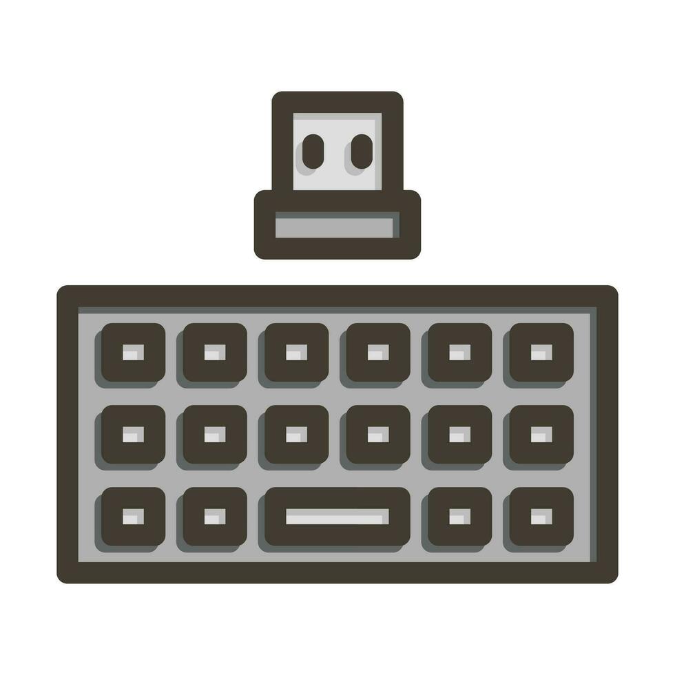 Wireless Keyboard Vector Thick Line Filled Colors Icon For Personal And Commercial Use.