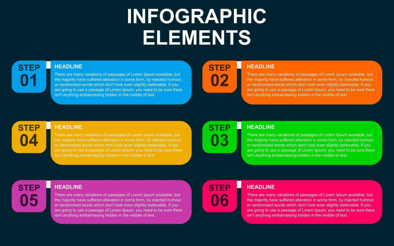 infographic template design with 6 steps. infographic design for presentations, banners, infographs and posters vector