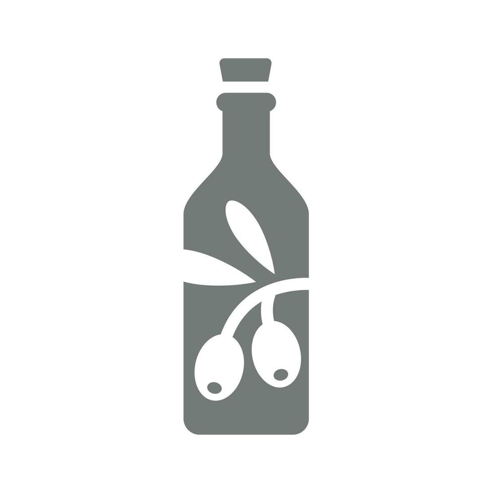Olive oil logo with olives branch. Oil cork bottle vector icon.