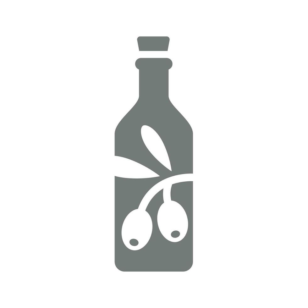 aceituna petróleo logo con aceitunas rama. petróleo corcho botella vector icono.