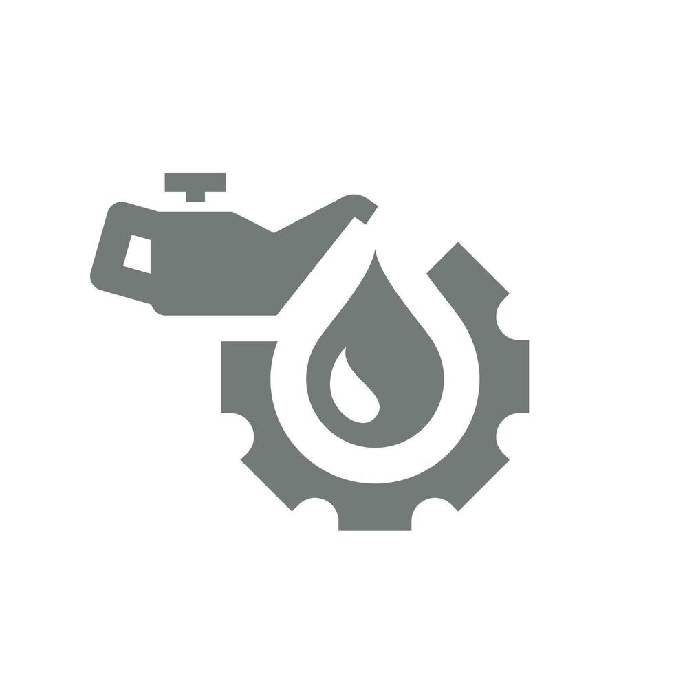 Motor oil with canister check and gear icon. Engine oil drop, mechanic  symbol. vector