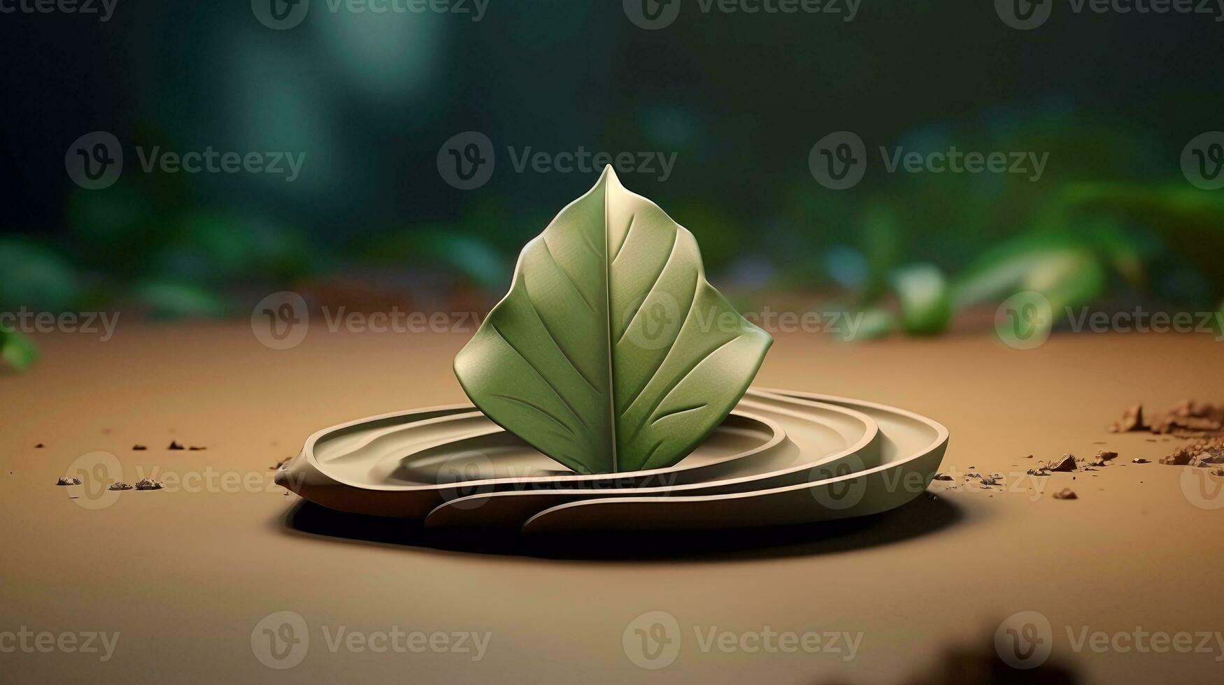 3d mockup leaf of tree and plant. Ecology, bio and natural products concept, Close up view of leaves composition, minimal style, Generative AI illustration photo