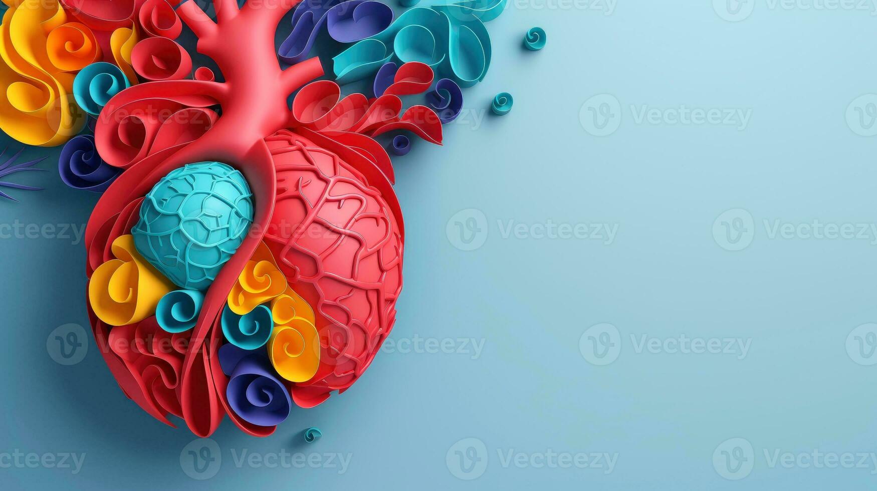 3D illustration mockup of the human organ system, Anatomy, Nervous, circulatory, digestive, excretory, urinary,and bone systems. Medical education concept, Generative AI illustration photo