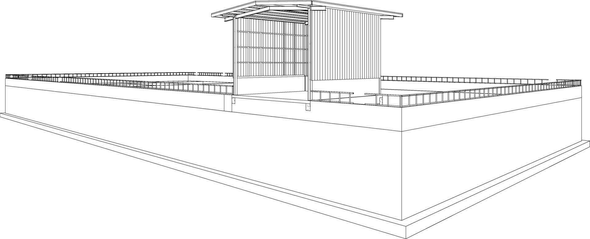 3d ilustración de industrial edificio vector