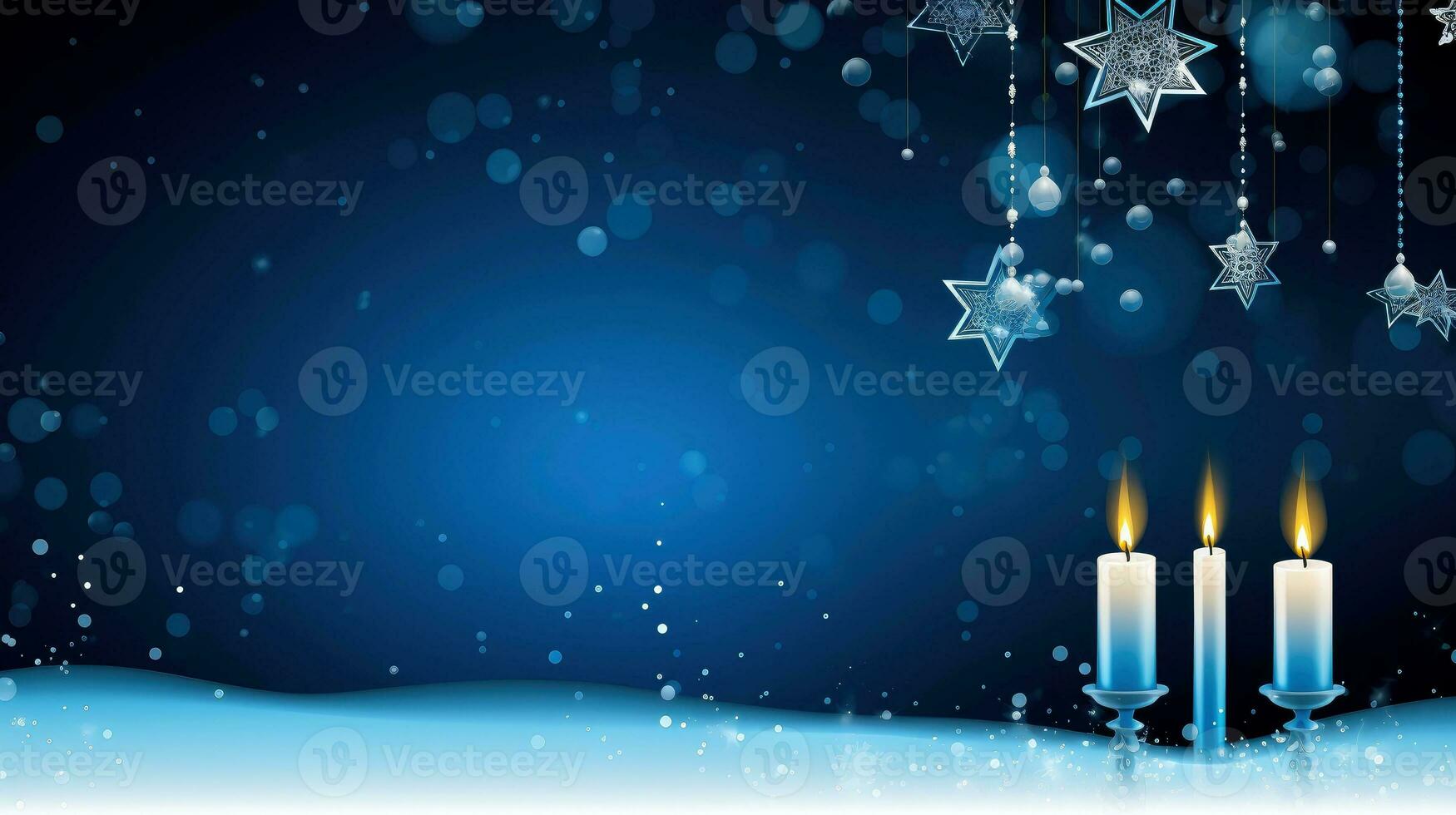 Hanukkah festive celebration concept, glow of the menorah with shining candles and star, Generative AI illustration photo