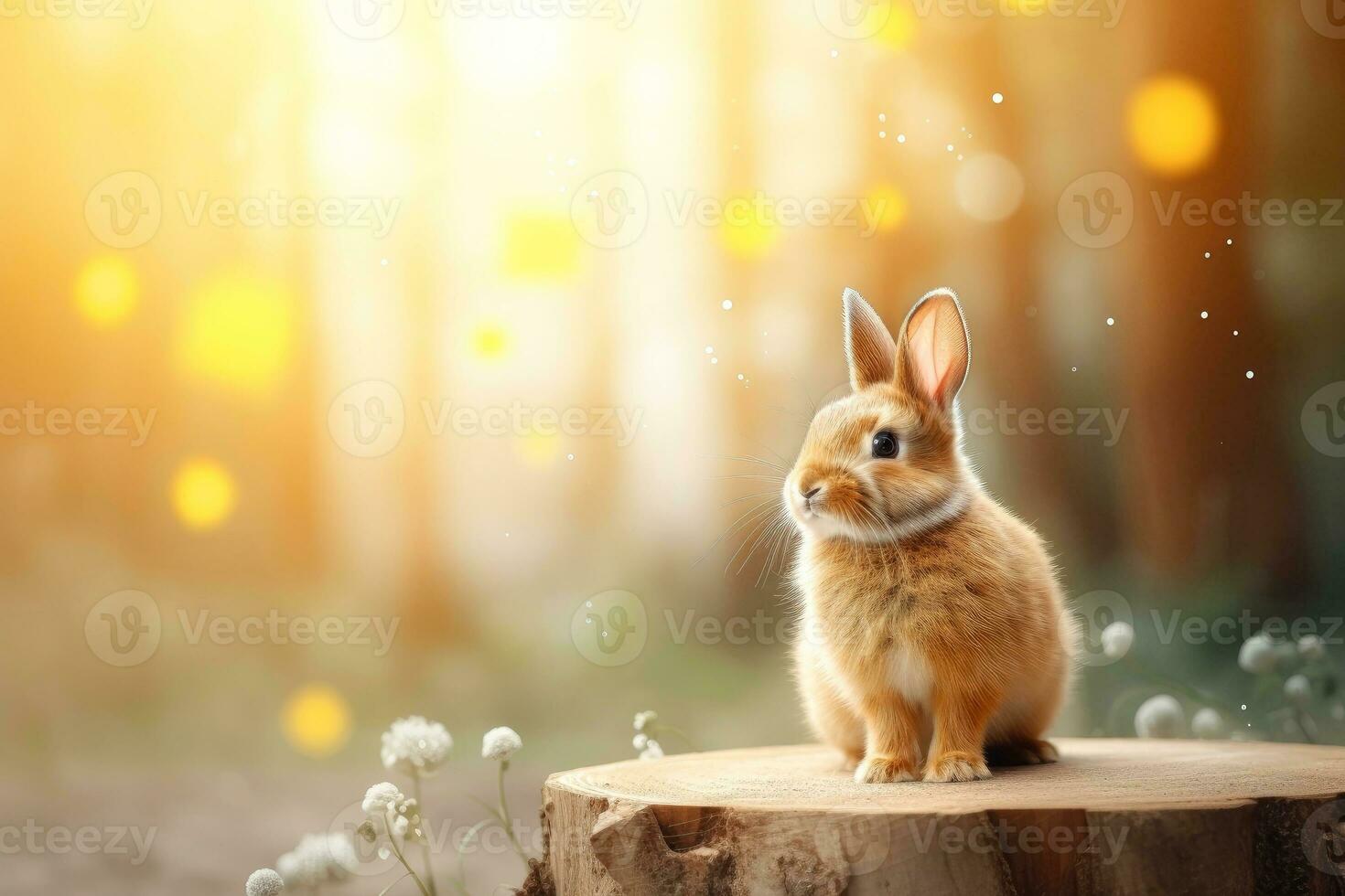 Close-up of cute rabbit with beautiful bokeh background, Generative AI illustration photo