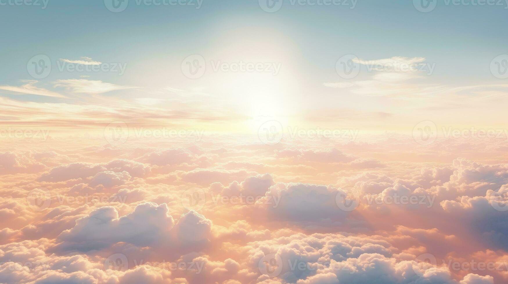 Aerial view White clouds in blue sky. Top. View from drone. Aerial bird's eye. Aerial top view cloudscape. Sky background, Generative AI illustration photo