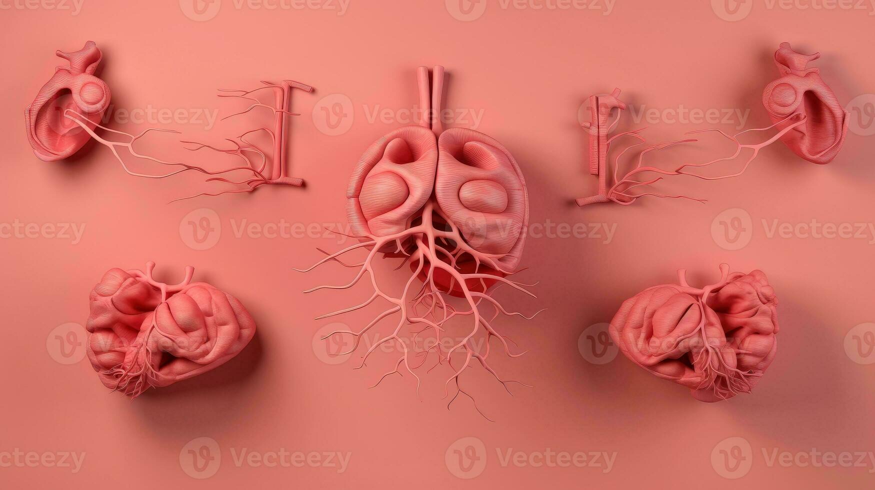3D illustration mockup of the human organ system, Anatomy, Nervous, circulatory, digestive, excretory, urinary,and bone systems. Medical education concept, Generative AI illustration photo