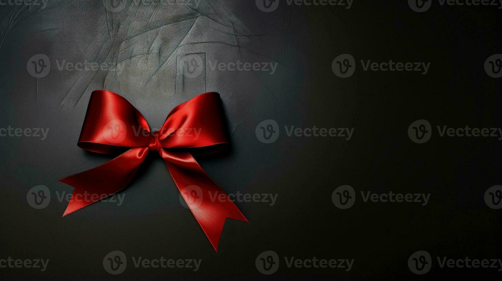 Red ribbon on dark background, World AIDS Day, concept of helping those in need, Generative AI illustration photo